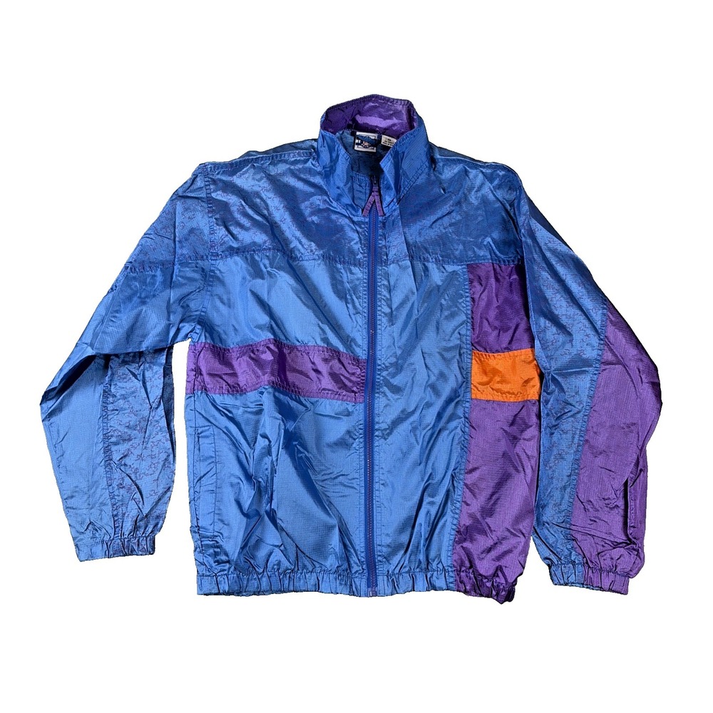 Pro Spirit Windbreaker Jacket Mens Small Blue Colorblock Vintage 90s Ripstop Zip